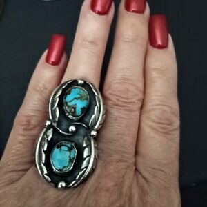 Turquoise and Sterling Native American Navajo Sz 7 Ring
